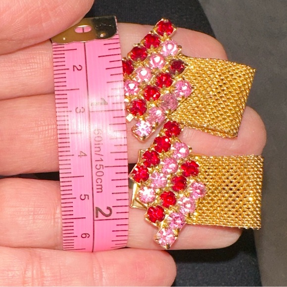 Vintage Wrap Around Pink Rhinestone Cufflinks - Picture 4 of 11